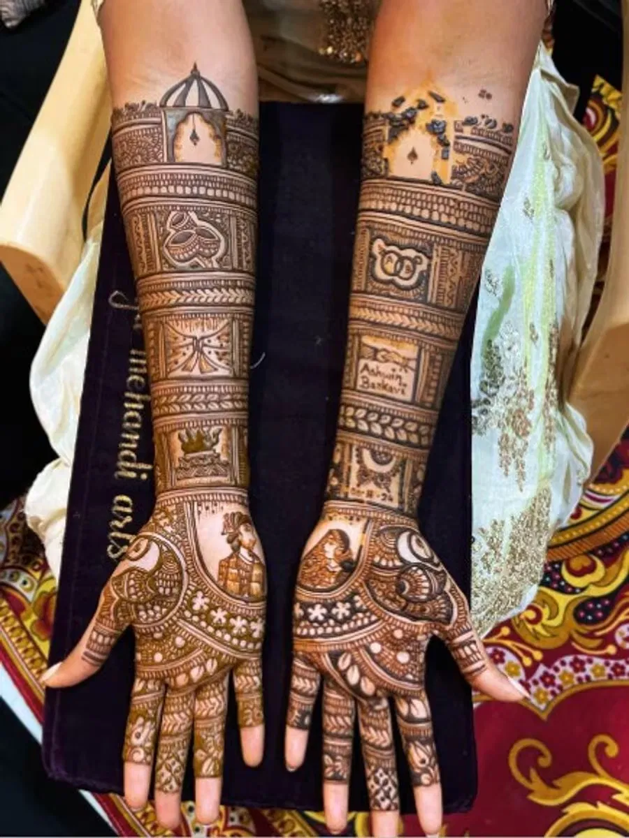 Full Hand Mehndi Design with Figures