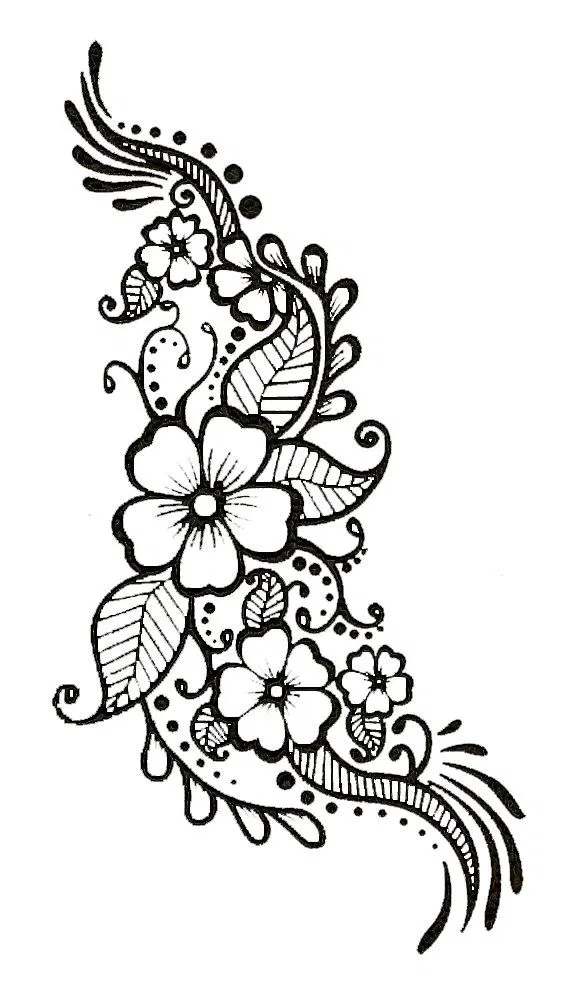 Half Hand Mehndi Design with Deity, Flowers and Hearts