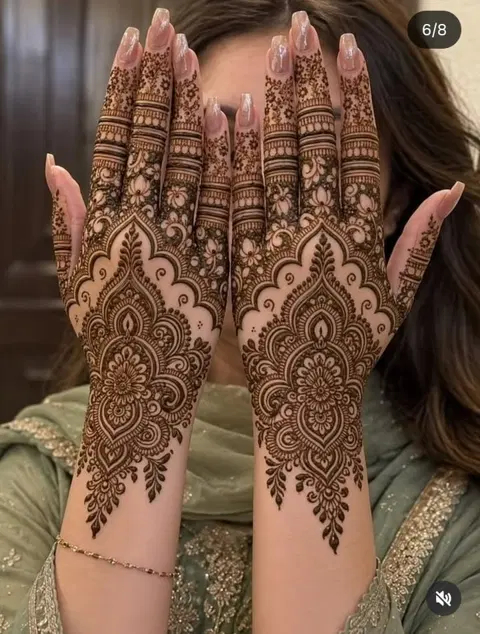aesthetic arabic back hand mehndi design