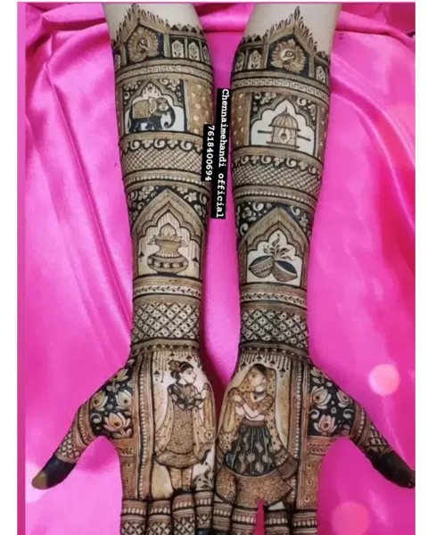 figure full hand mehndi design