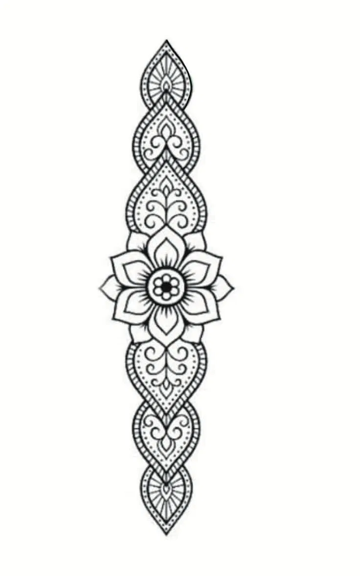 Simple Arm Mehndi Design with Gol Tikki, Flowers and Lotus