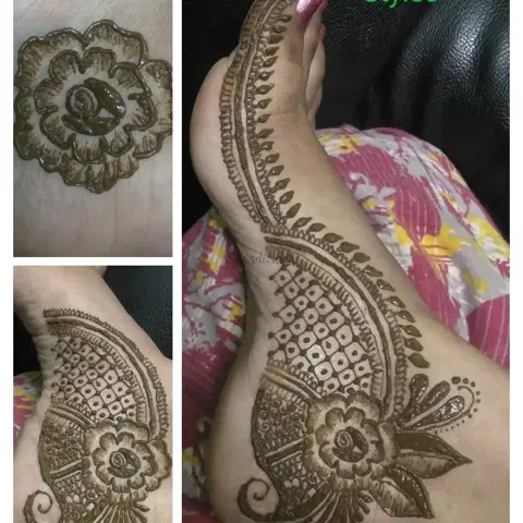 arabic lotus foot mehndi design