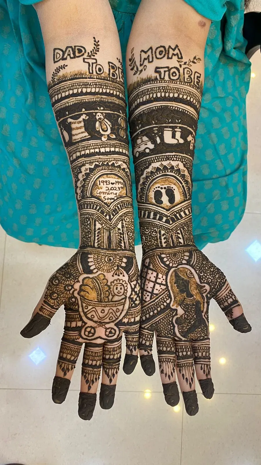 Heavy Front Hand Mehndi Design with Figures