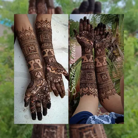 figure full hand mehndi design
