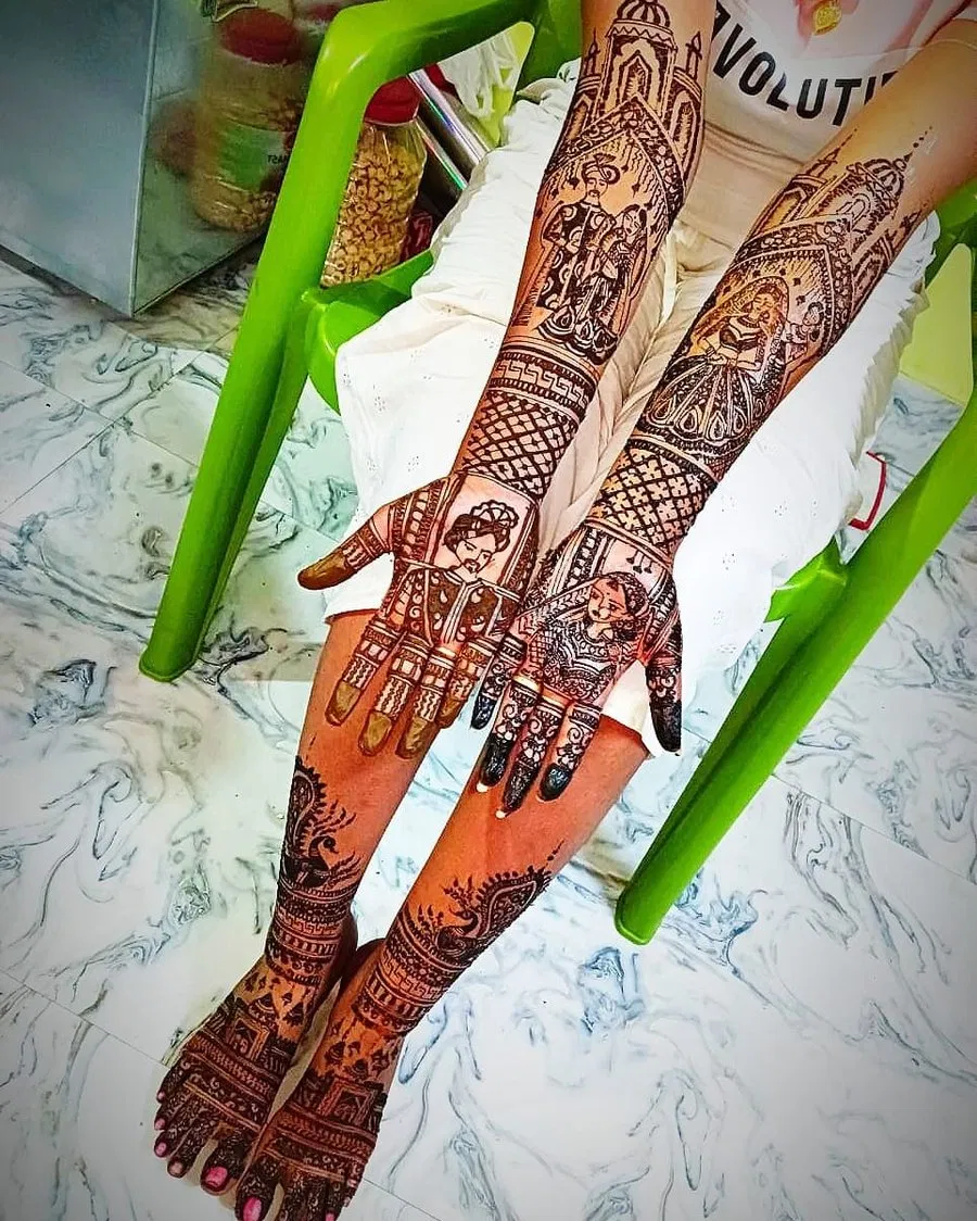 Back Hand Mehndi Design with Figures