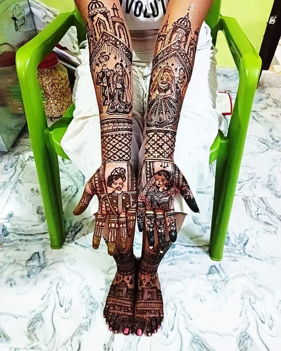 Back Hand Mehndi Design with Figures (2)