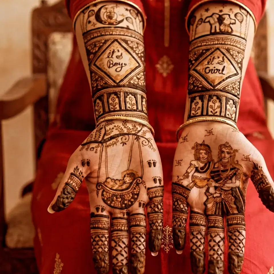 Back Hand Mehndi Design with Figures