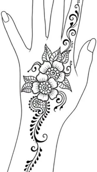 Arabic Front Hand Mehndi Design with Flowers