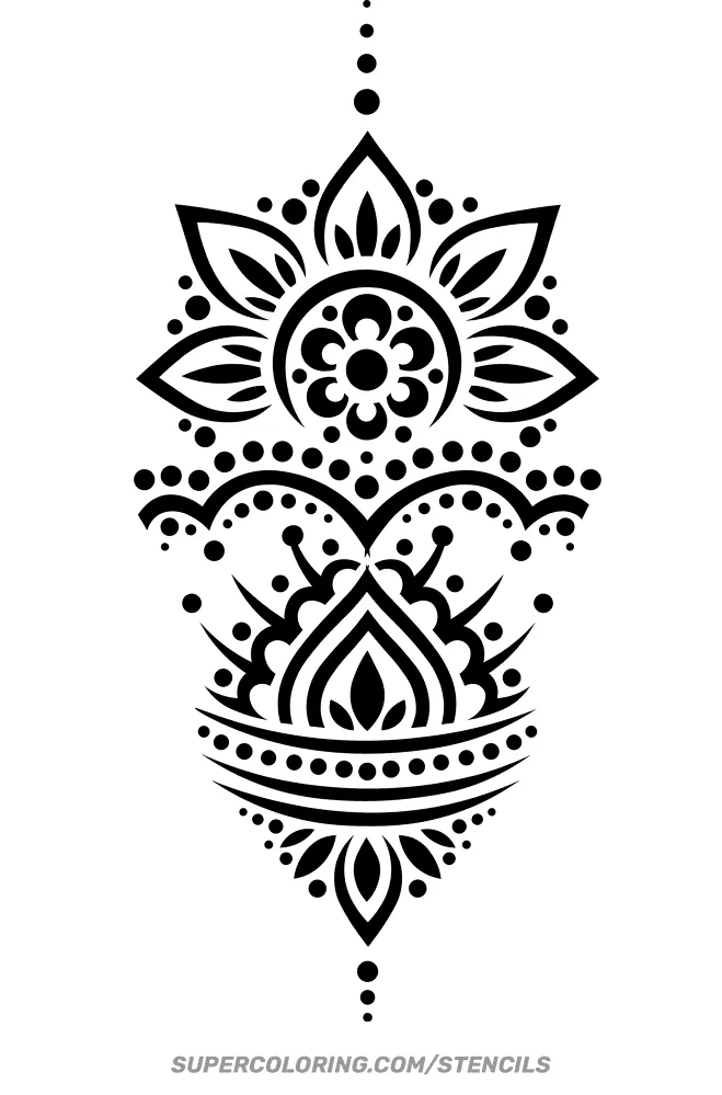 Mehndi Design with Gol Tikki and Flowers