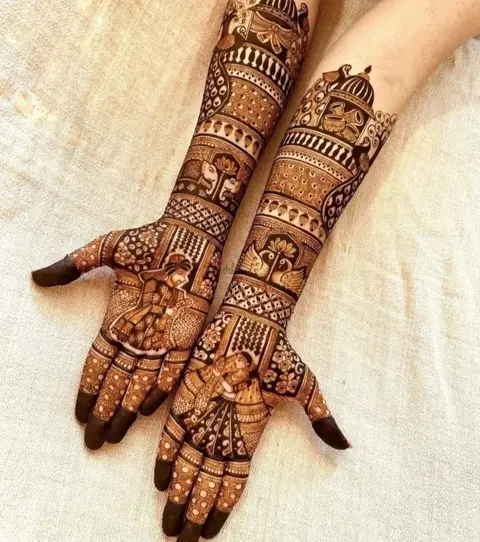 figure full hand mehndi design