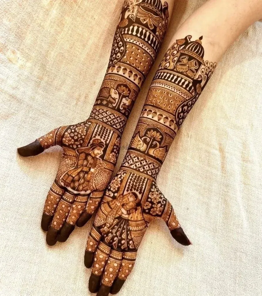 Full Hand Mehndi Design with Figures