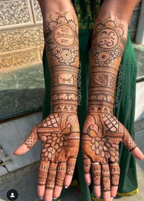 bridal royal figure front hand mehndi design