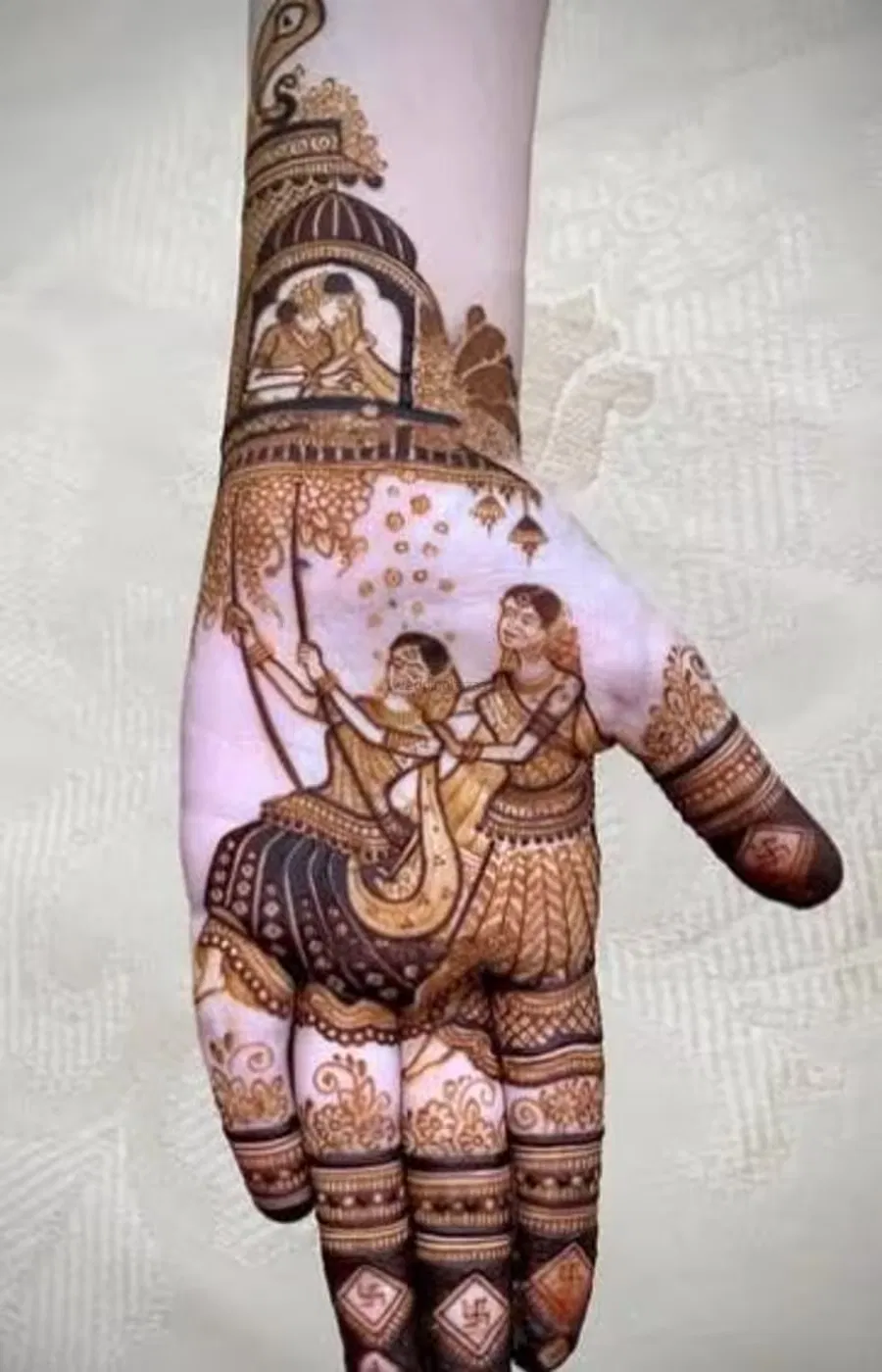 Front Hand Mehndi Design with Figures (2)