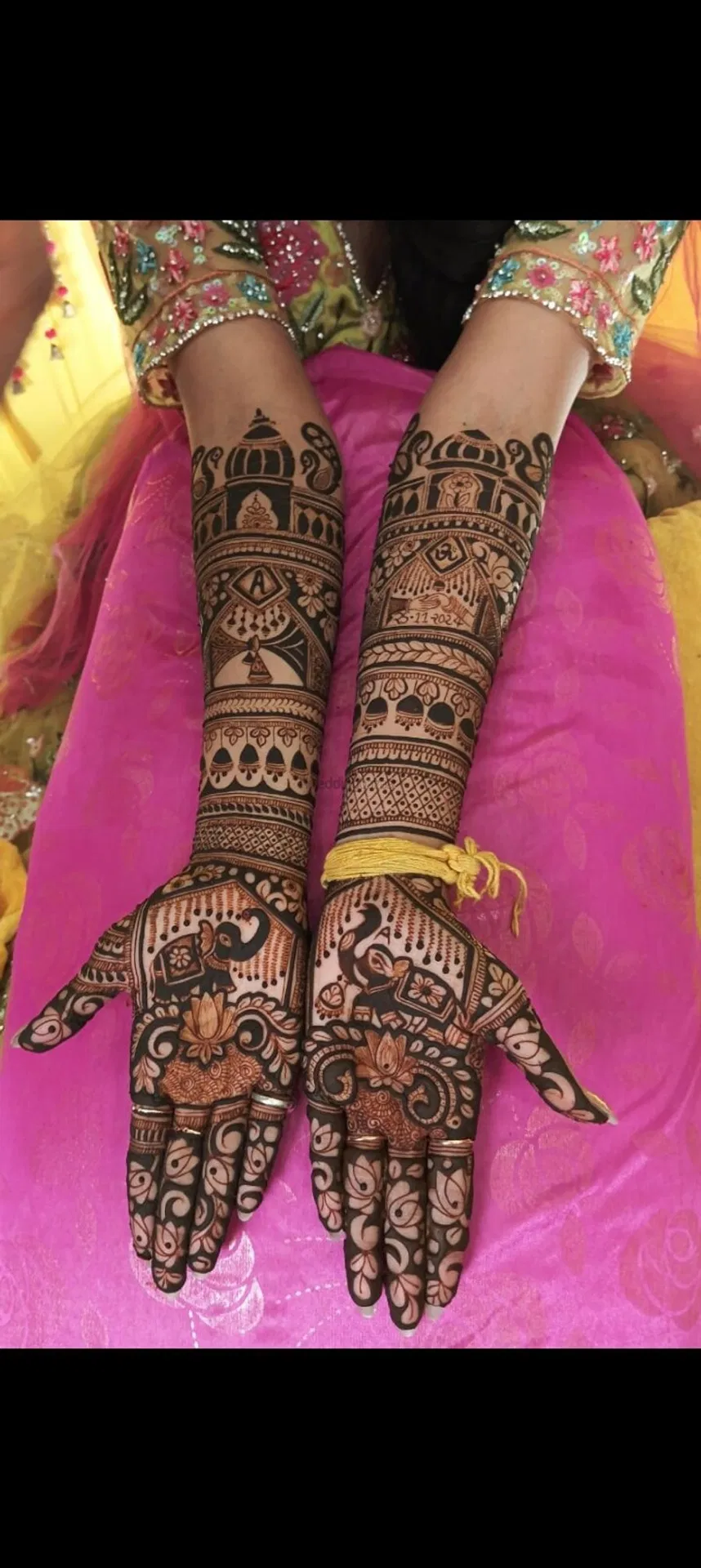 Front Hand Mehndi Design with Figures