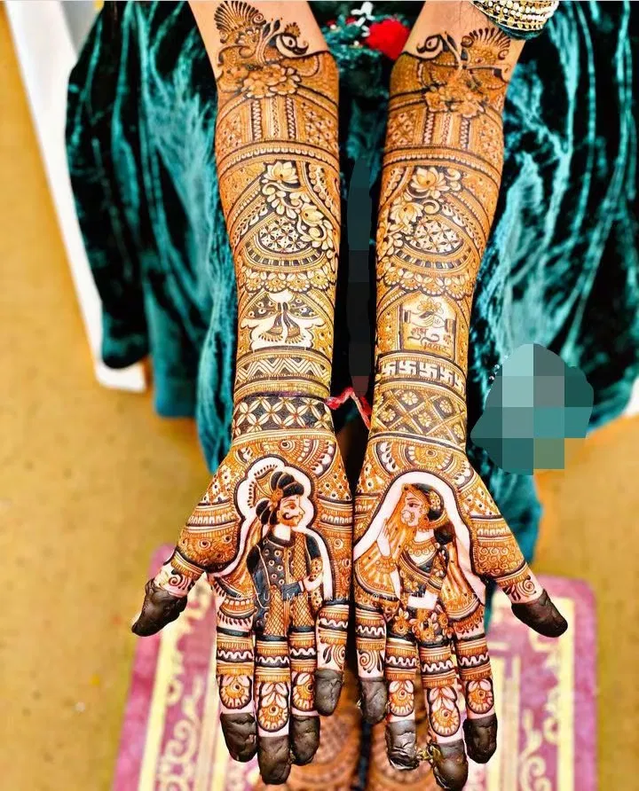 Front Hand Mehndi Design with Figures