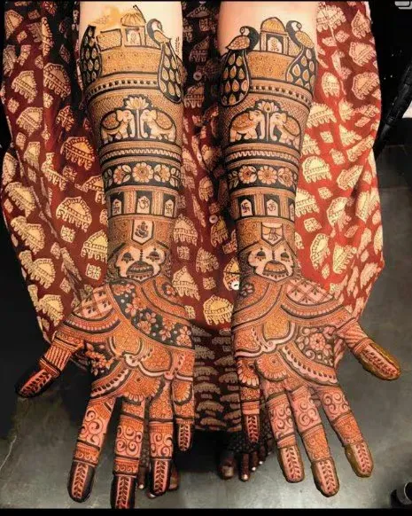 Front Hand Mehndi Design with Figures (2)