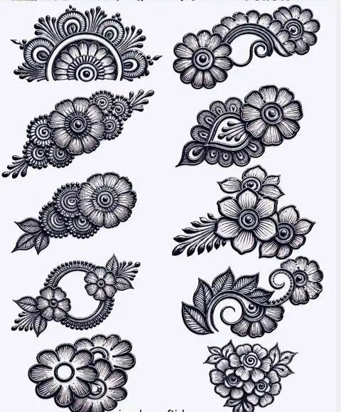 arabic simple flower finger mehndi design