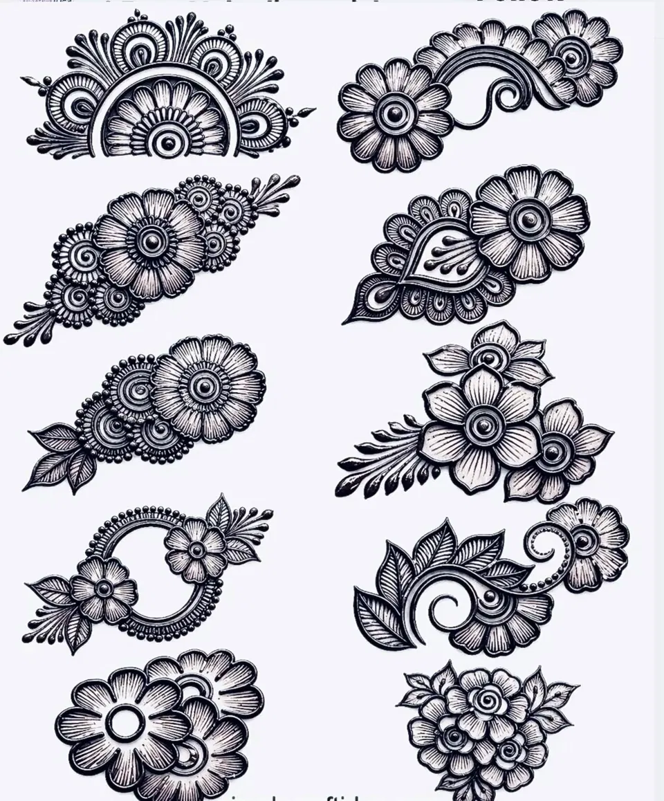 Arabic Simple Finger Mehndi Design with Flowers (2)