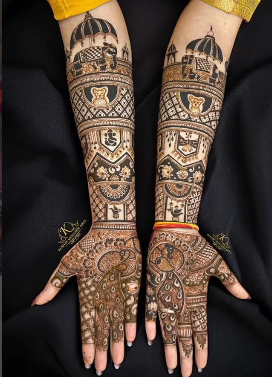 Front Hand Mehndi Design with Figures