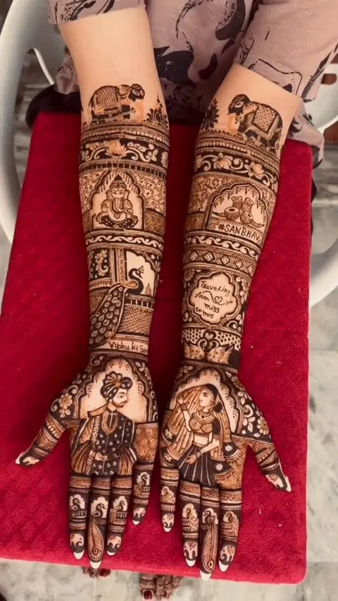 figure full hand mehndi design
