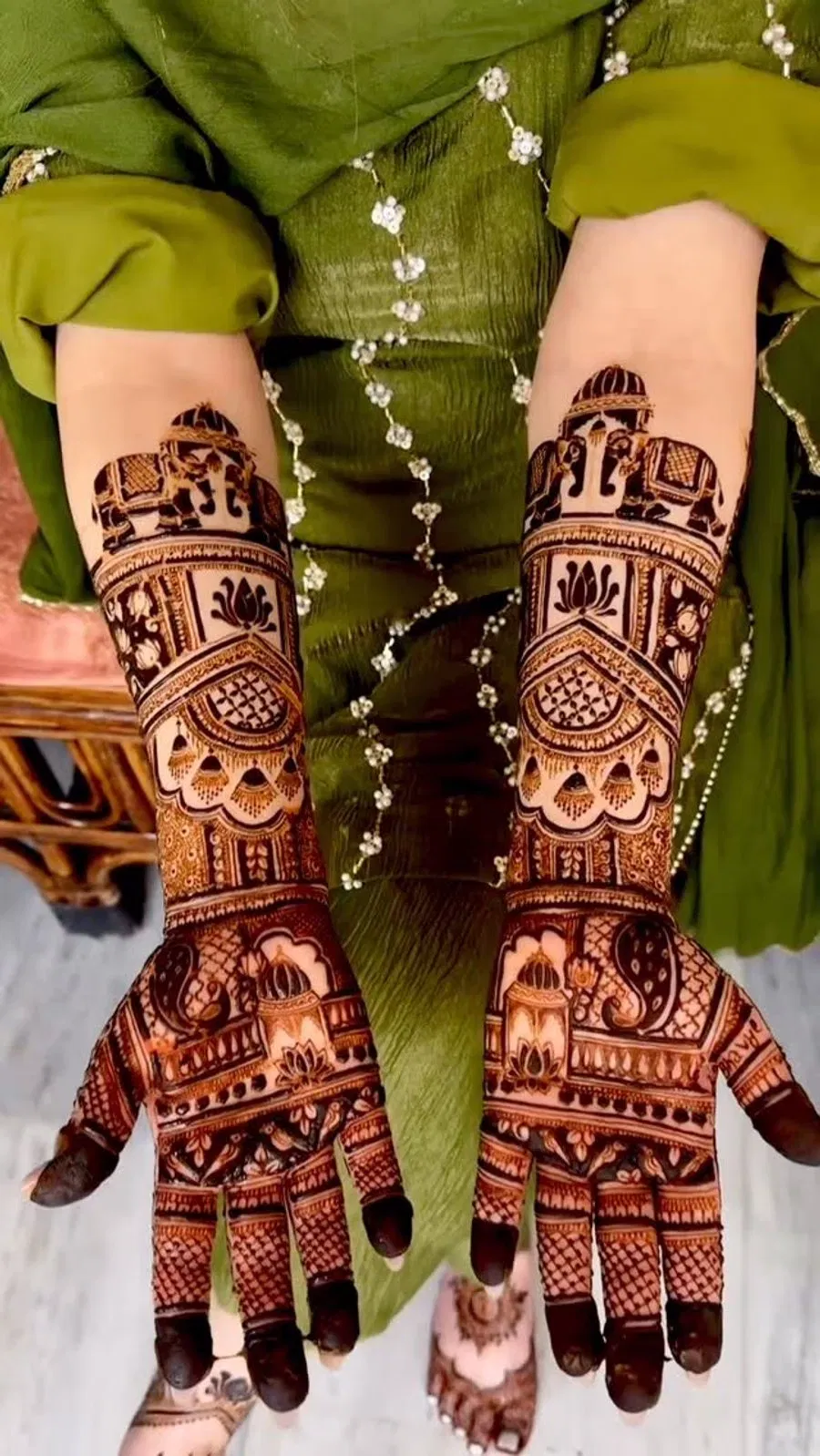 Back Hand Mehndi Design with Figures