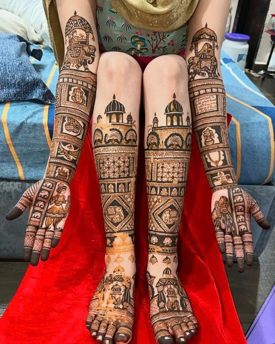 Front Hand Mehndi Design with Figures
