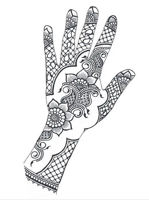 arabic bridal moon front hand mehndi design
