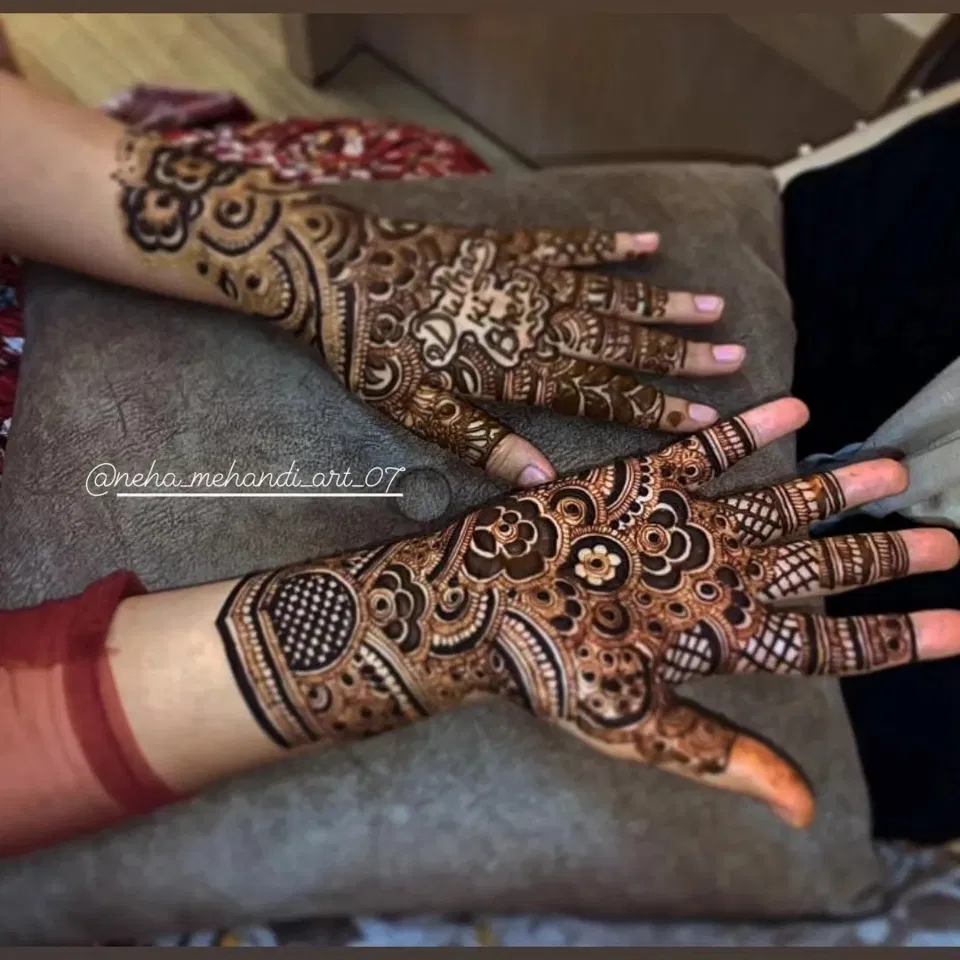 Front Hand Mehndi Design with Figures