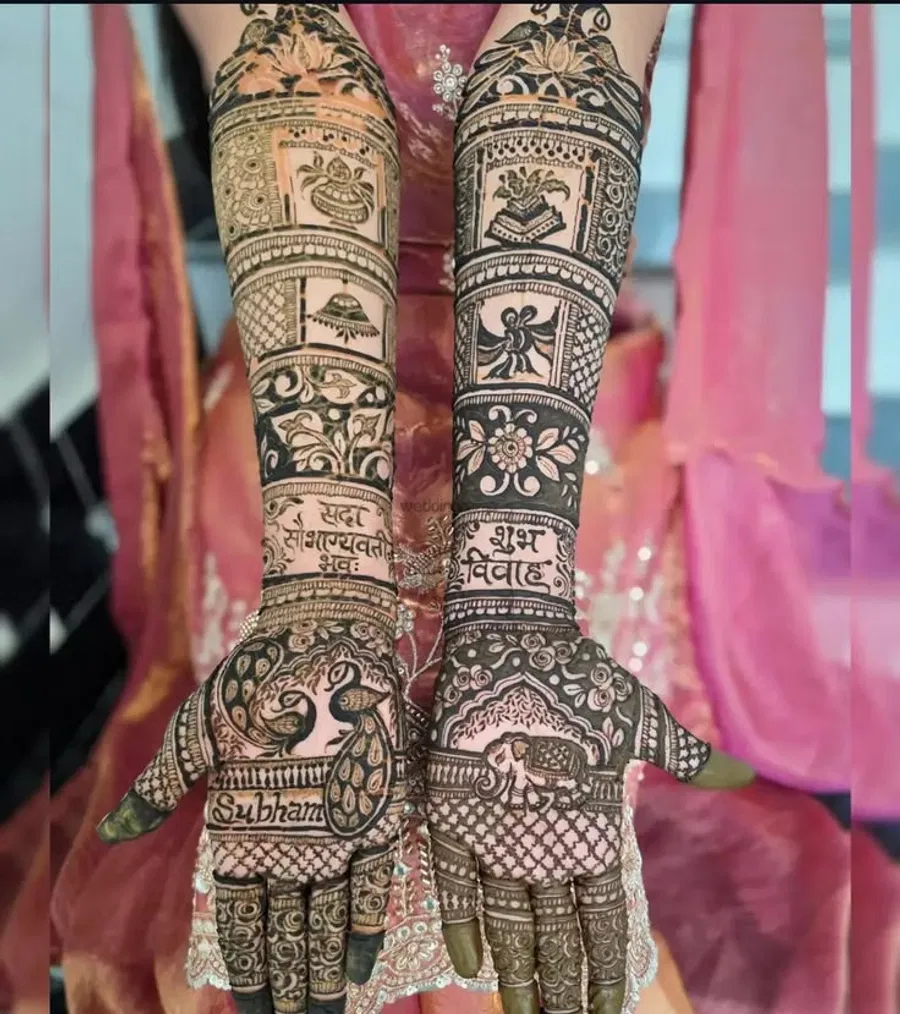 Heavy Full Hand Mehndi Design with Figures