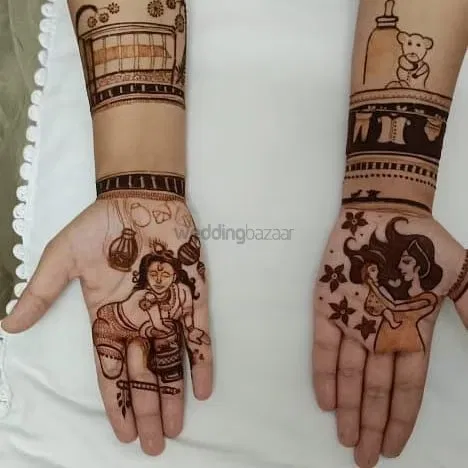 Front Hand Mehndi Design with Figures and Hearts (14)