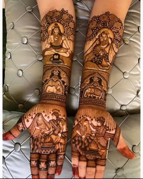 figure full hand mehndi design
