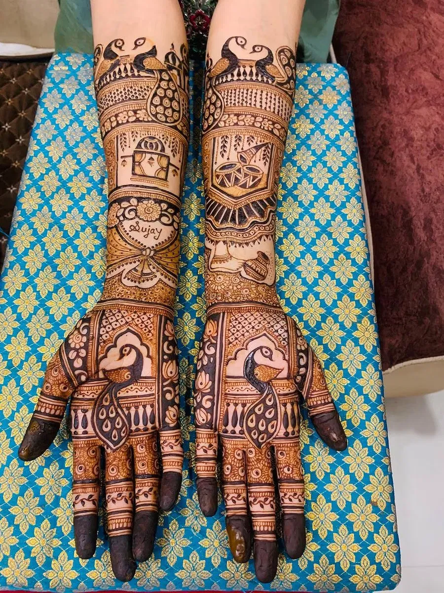 Front Hand Mehndi Design with Figures