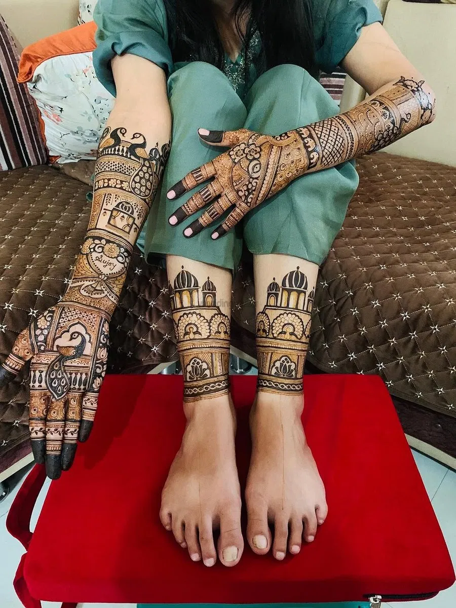 Back Hand Mehndi Design with Figures