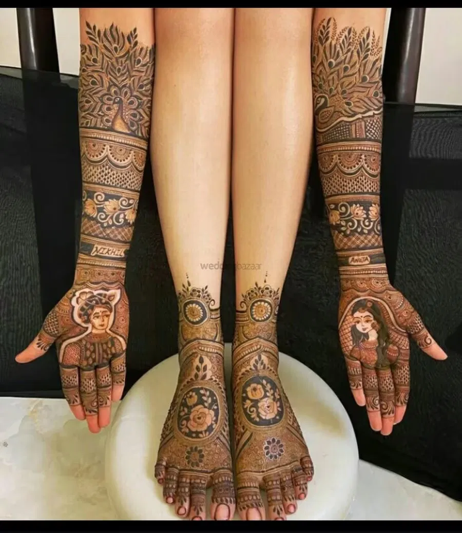 Front Hand Mehndi Design with Figures