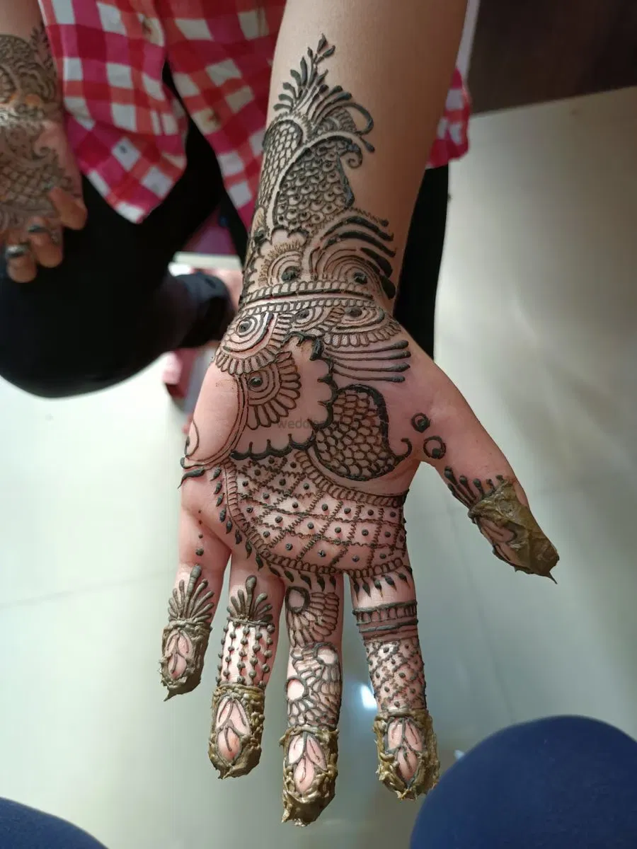 Front Hand Mehndi Design with Peacock