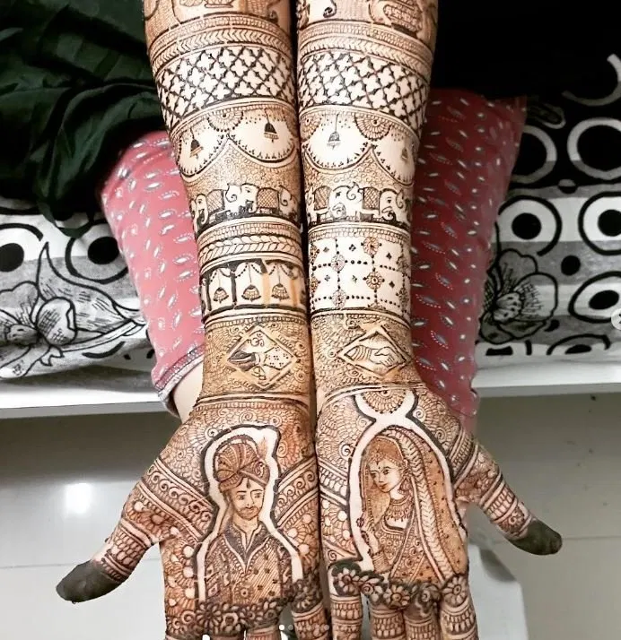 Back Hand Mehndi Design with Figures