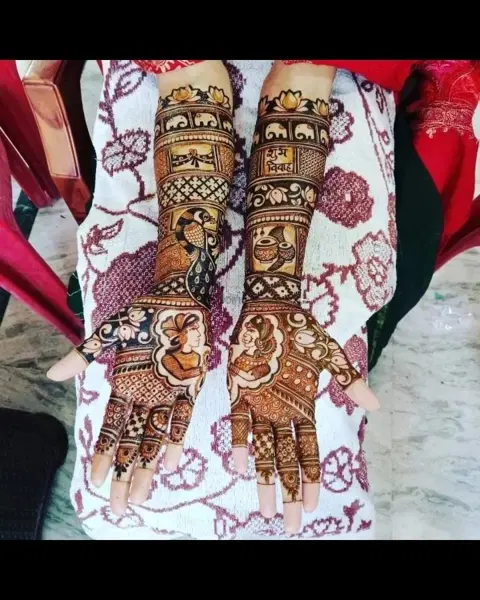 figure full hand mehndi design