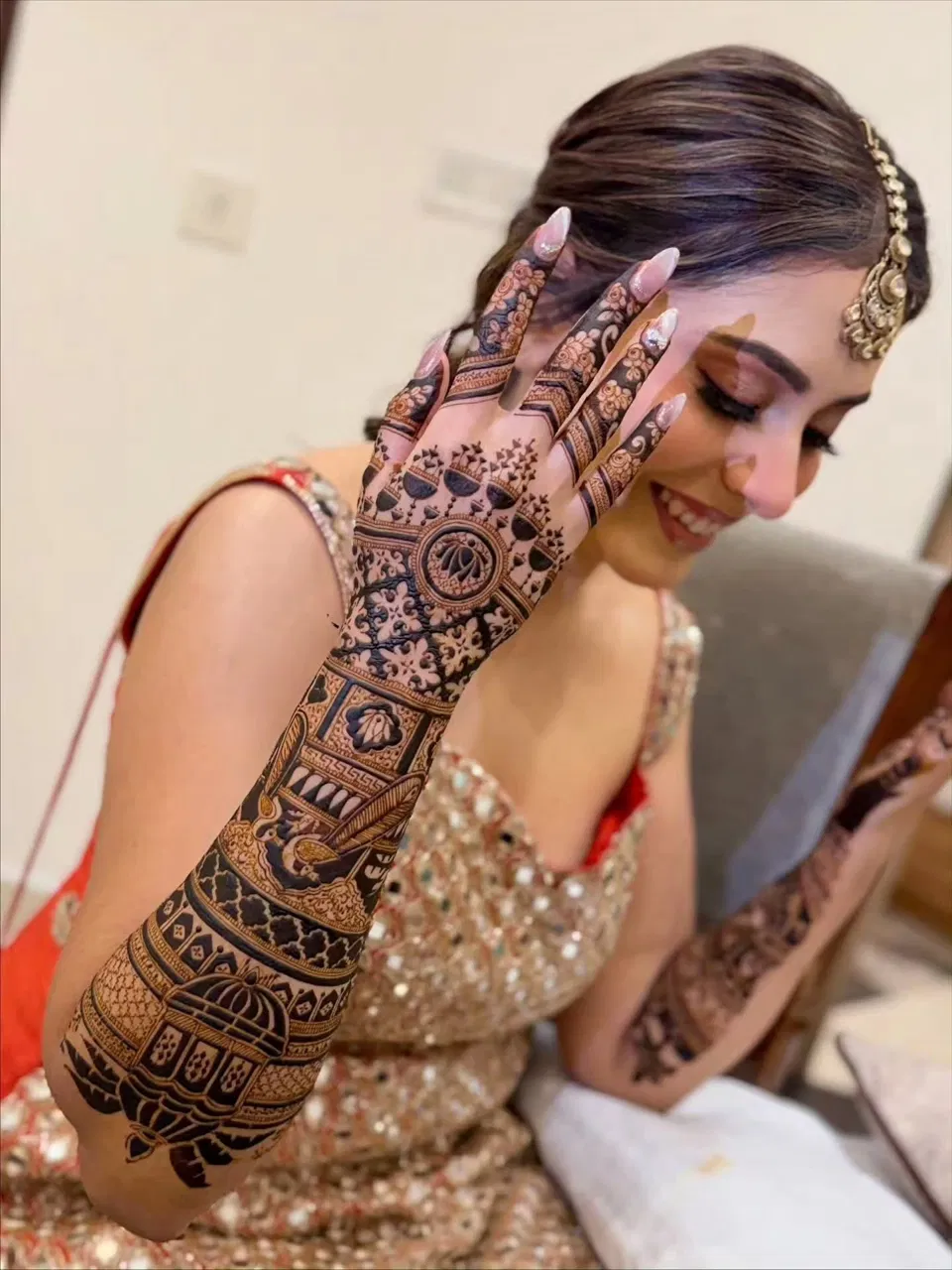 Bridal Full Hand Mehndi Design with Figures