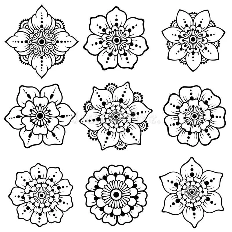 Indian Royal Mehndi Design with Gol Tikki and Flowers