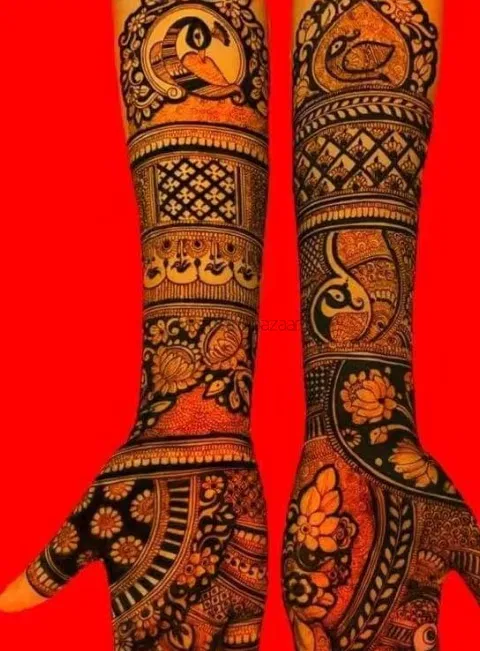 Back Hand Mehndi Design with Figures