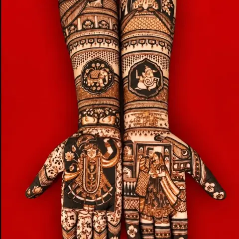 figure full hand mehndi design