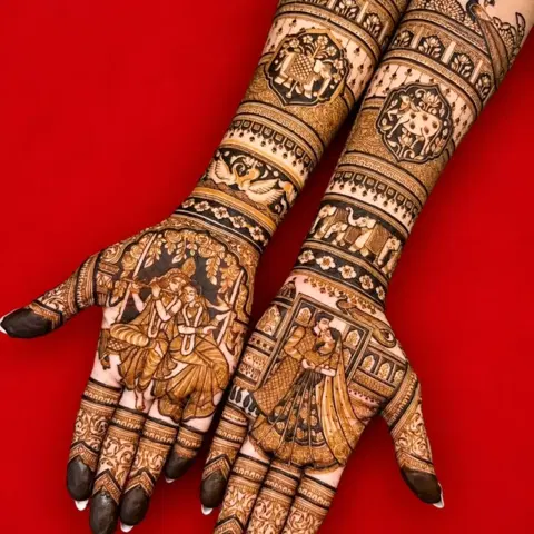 figure full hand mehndi design
