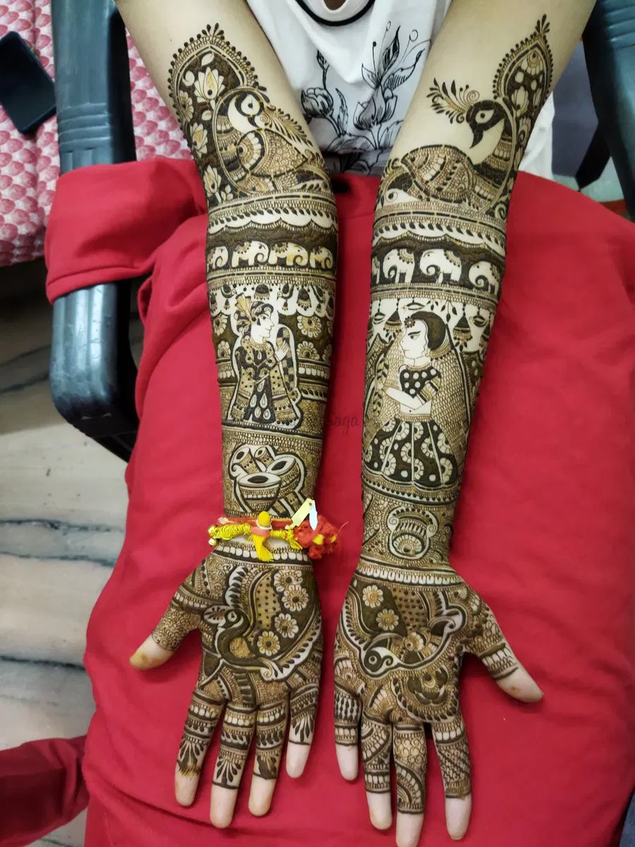 Front Hand Mehndi Design with Figures