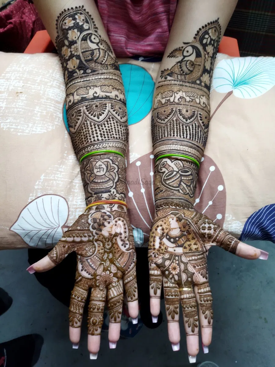 Back Hand Mehndi Design with Figures