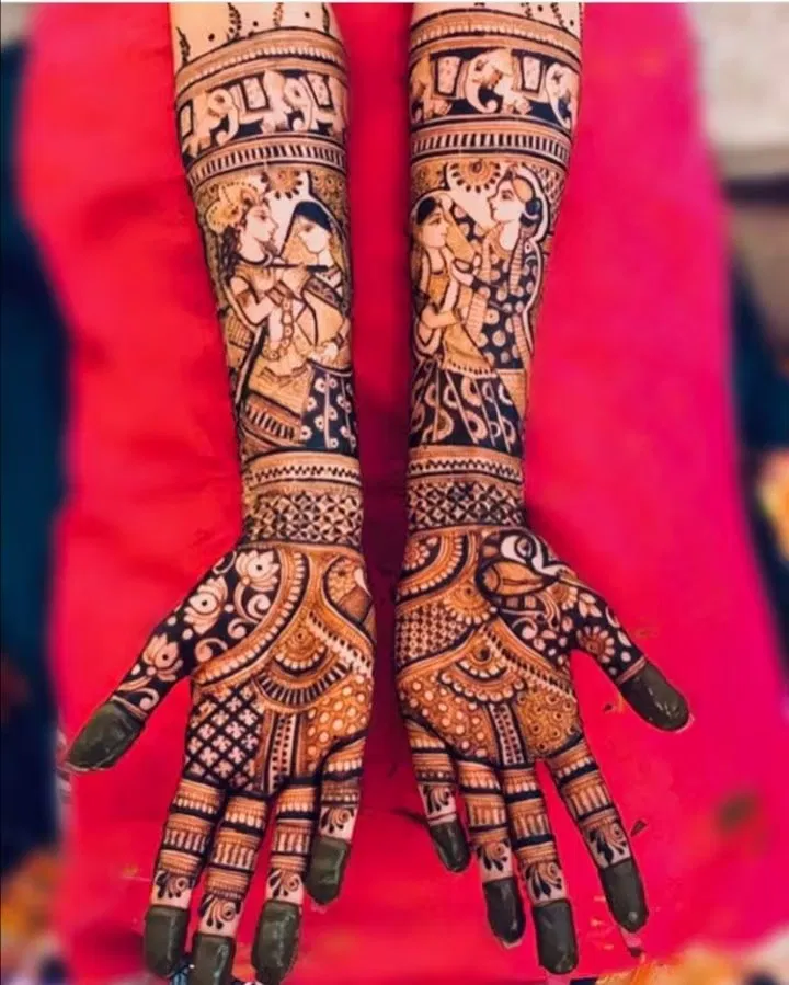 Back Hand Mehndi Design with Figures