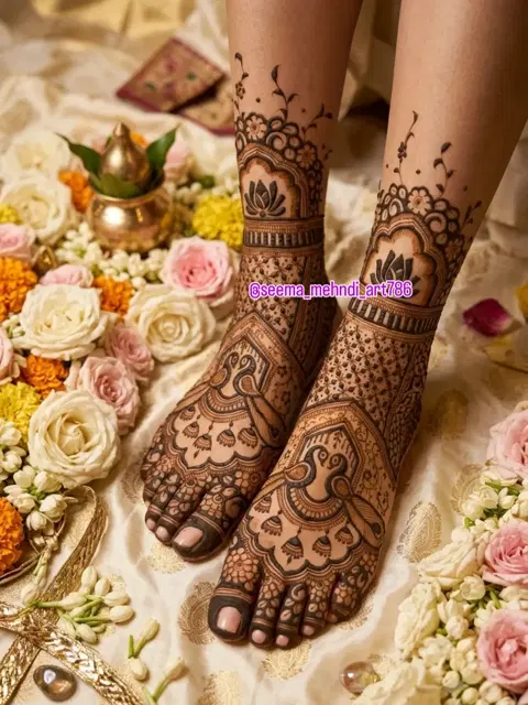 figure foot mehndi design