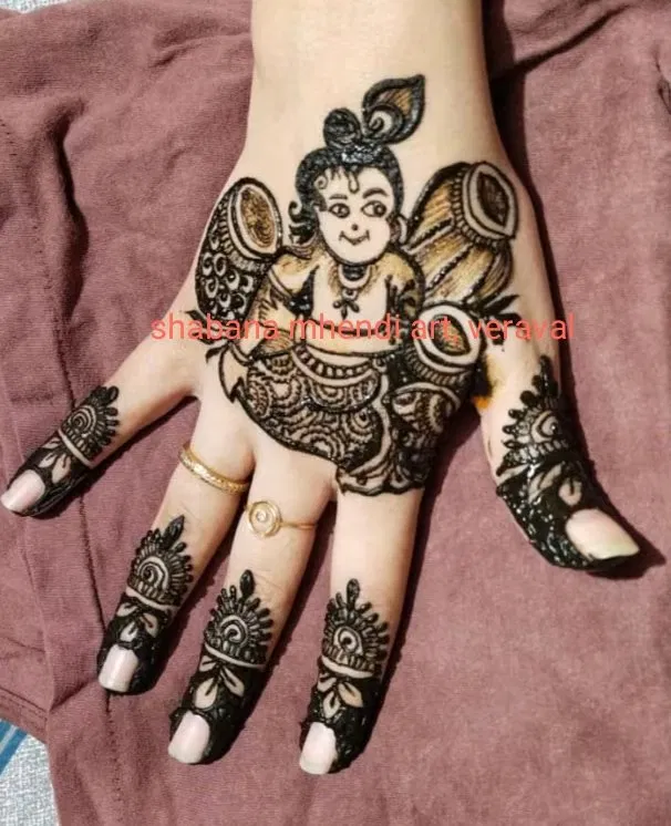 Front Hand Mehndi Design with Figures