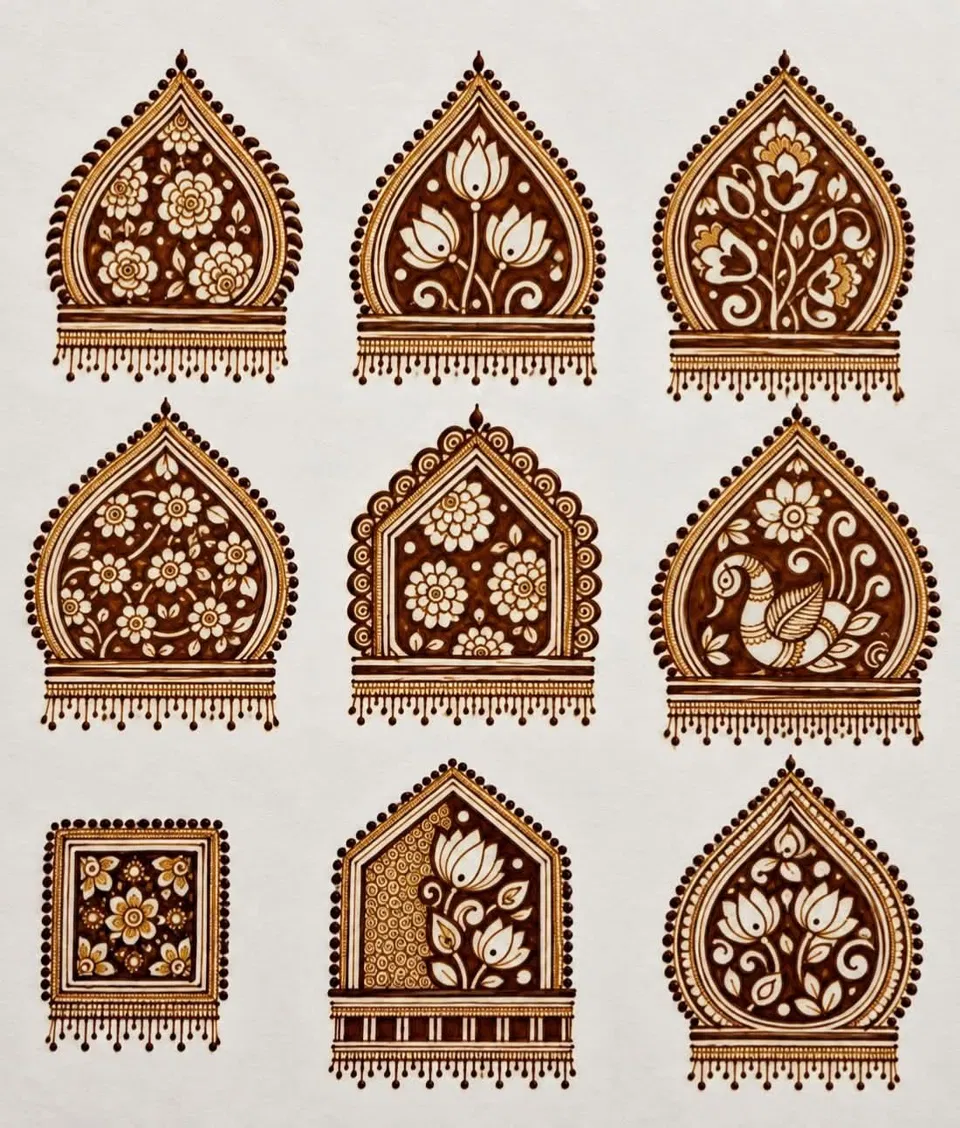 Arabic Bridal Mehndi Design with Hearts and Lotus