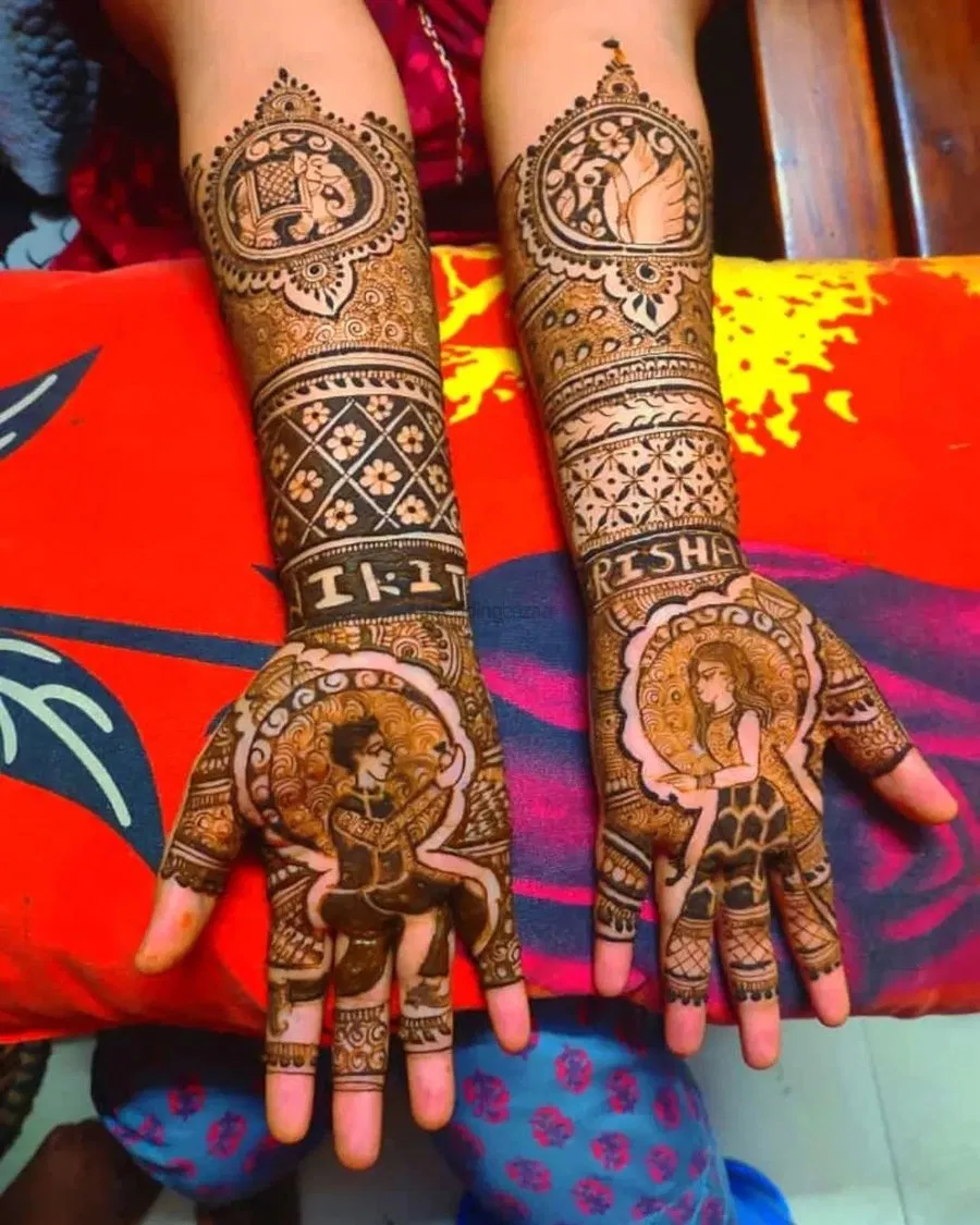 Front Hand Mehndi Design with Figures