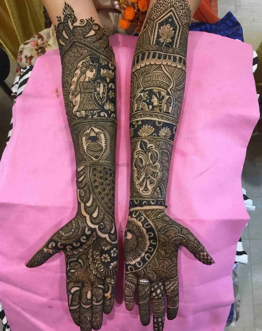 Back Hand Mehndi Design with Figures
